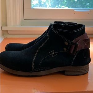 Fly London Black Nubuck Ankle Booties Size 38